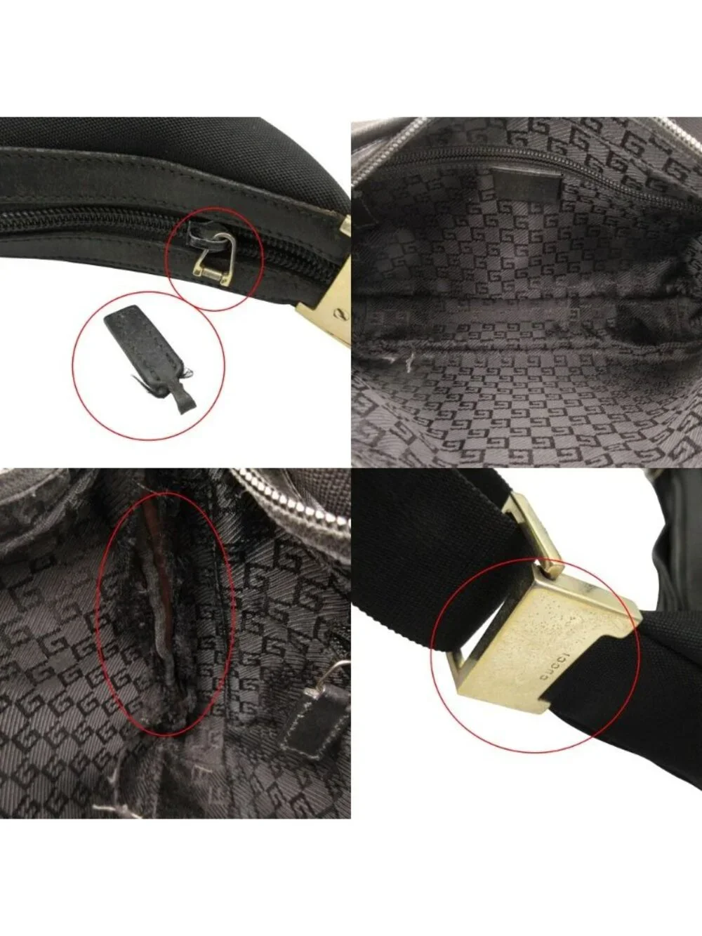 Gucci Shoulder Bag Nylon Canvas Crossbody Black